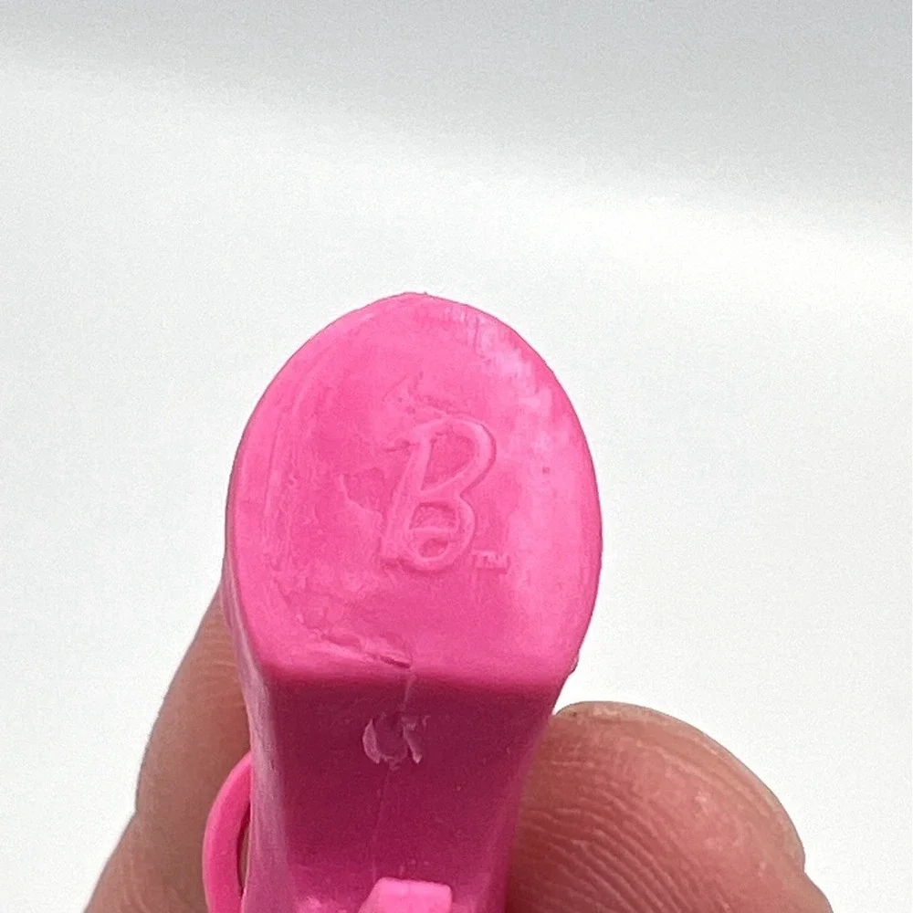 Barbie Doll Shoes Stilettos Pink Strappy Peep Toe Heels Mattel‎